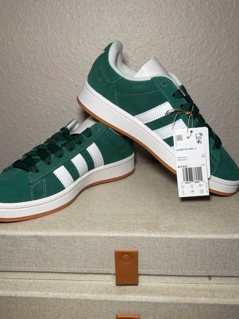 adidas Campus Green Suede Sneakers with White Stripes